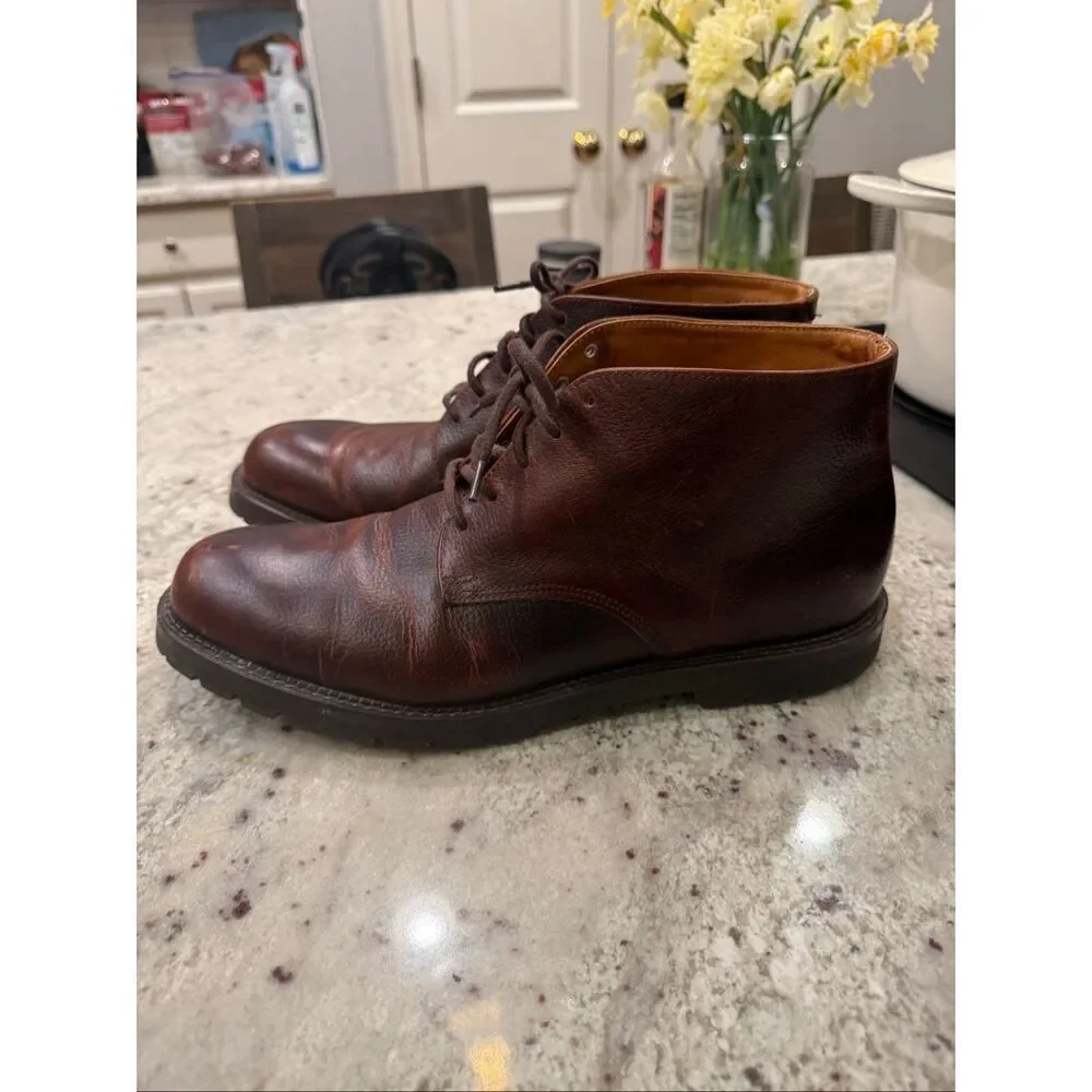 L. L. Bean Mens Allagash Brown Leather Hand Sewn Chukka Boots sz 11